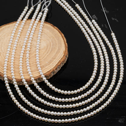 4.5-5mm Freshwater Pearls Near Round Potato Pearl Beads, White Color, Full Strand, SKU# 3391FW