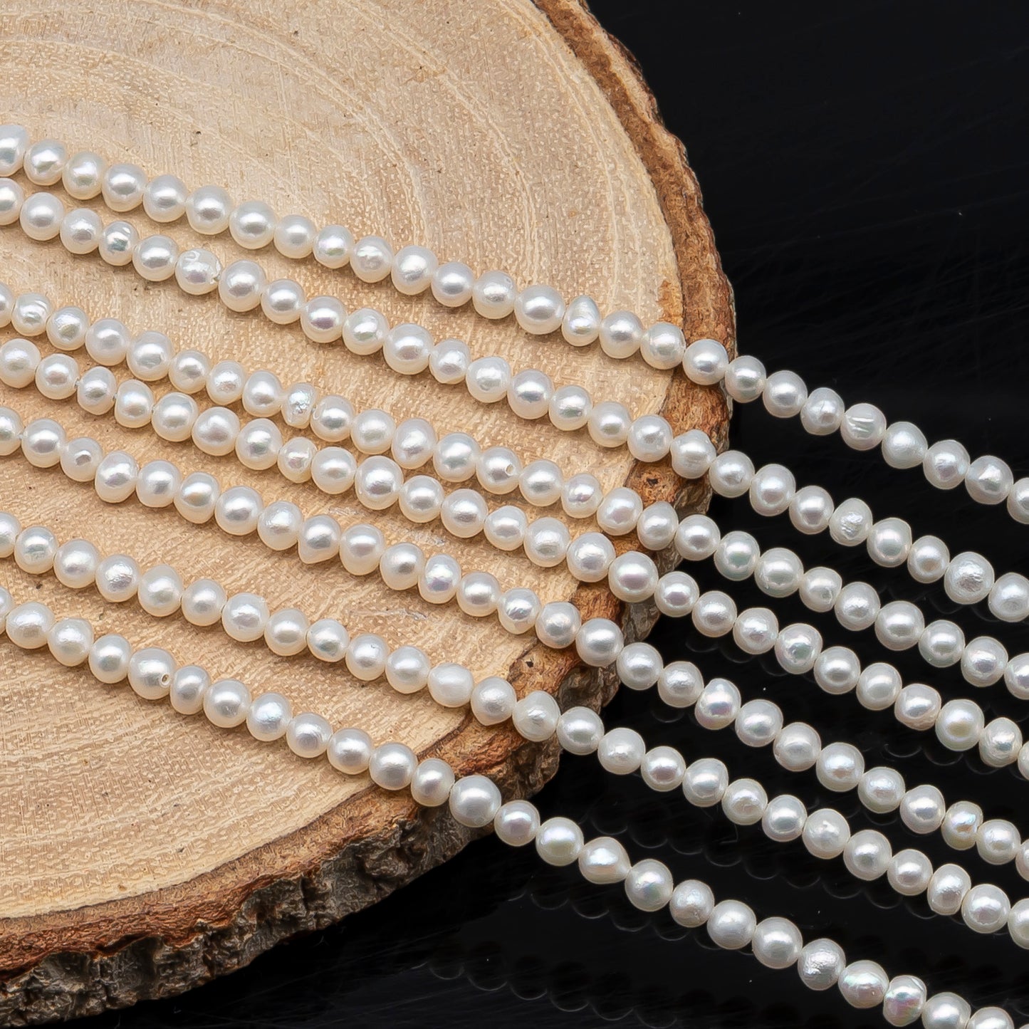 2.5-3mm or 3-4mm Freshwater Pearls Near Round Pearl Beads, White Color, Seed Pearls, Full Strand, SKU# 2902FW