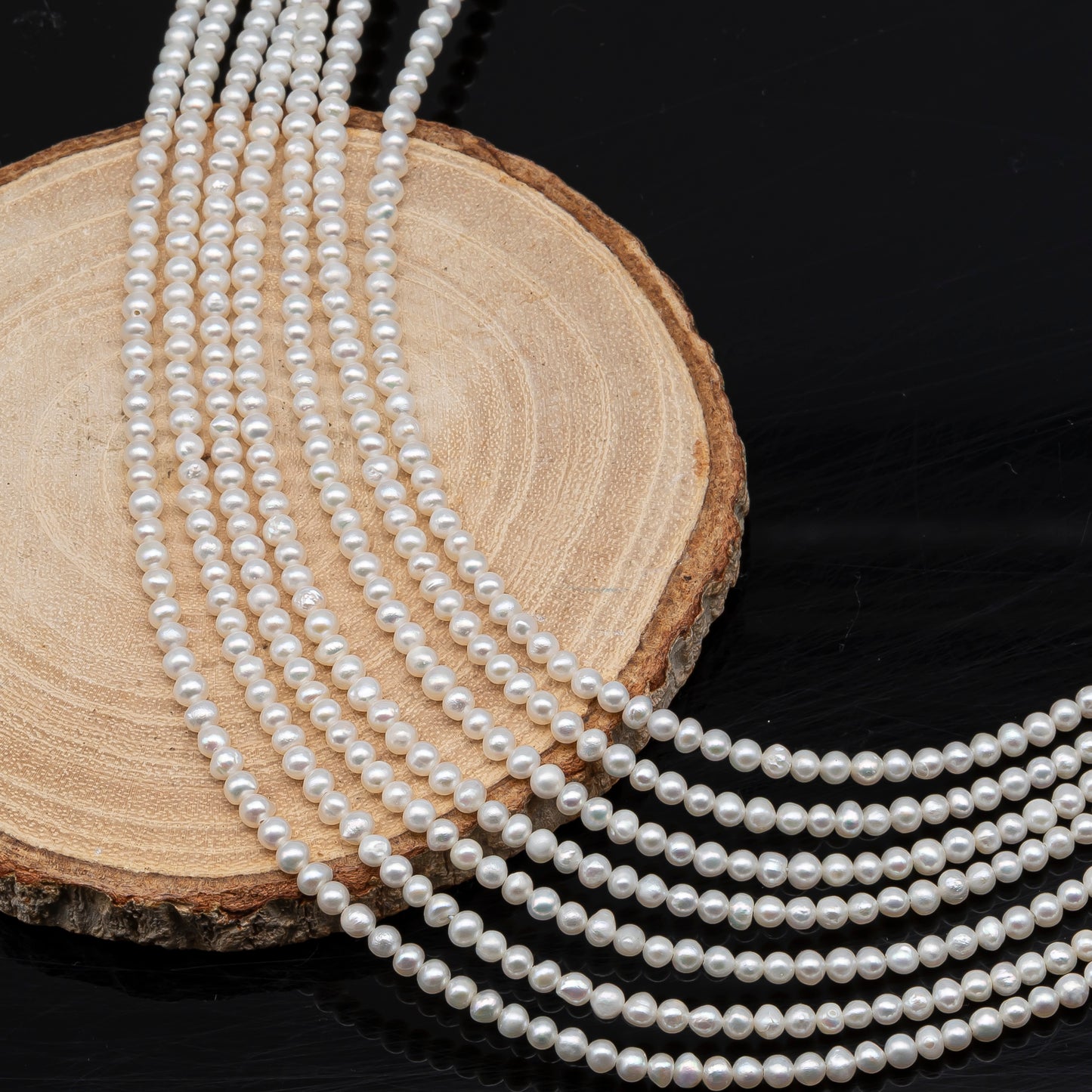 2.5-3mm or 3-4mm Freshwater Pearls Near Round Pearl Beads, White Color, Seed Pearls, Full Strand, SKU# 2902FW