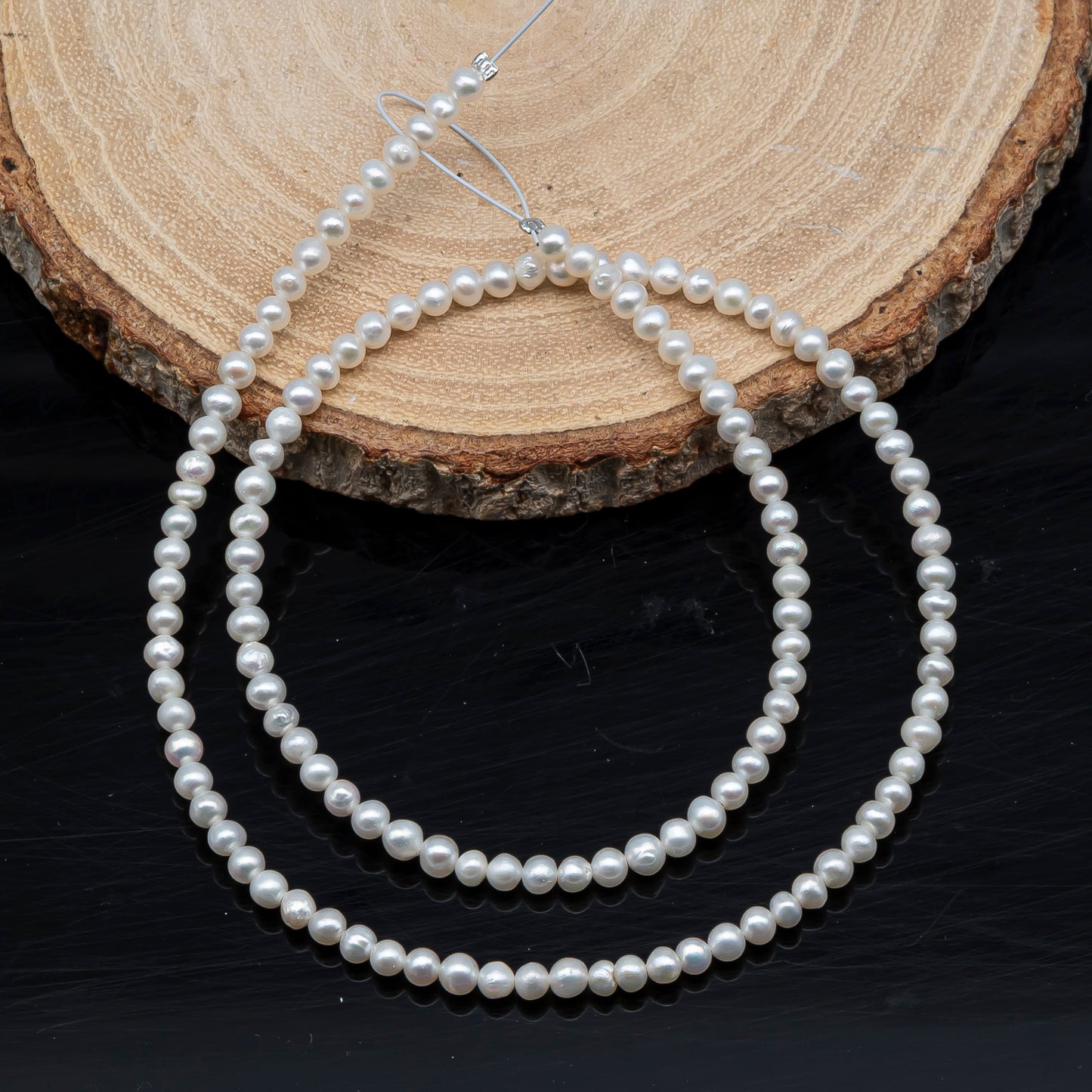 2.5-3mm or 3-4mm Freshwater Pearls Near Round Pearl Beads, White Color, Seed Pearls, Full Strand, SKU# 2902FW