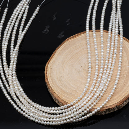 2.5-3mm or 3-4mm Freshwater Pearls Near Round Pearl Beads, White Color, Seed Pearls, Full Strand, SKU# 2902FW