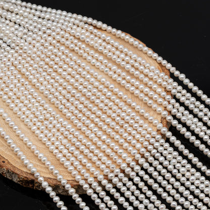 2.5-3mm or 3-4mm Freshwater Pearls Near Round Pearl Beads, White Color, Seed Pearls, Full Strand, SKU# 2902FW