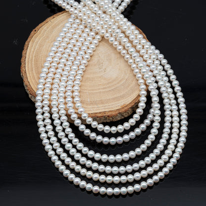 AAA 3-3.5mm, 4.5-5mm, or 5-5.5mm White Freshwater Pearl Bead in Round for Jewelry Making, SKU # 2901FW