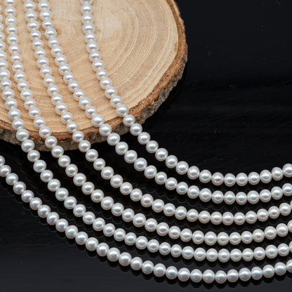 AAA 3-3.5mm, 4.5-5mm, or 5-5.5mm White Freshwater Pearl Bead in Round for Jewelry Making, SKU # 2901FW