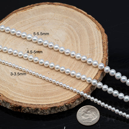 AAA 3-3.5mm, 4.5-5mm, or 5-5.5mm White Freshwater Pearl Bead in Round for Jewelry Making, SKU # 2901FW