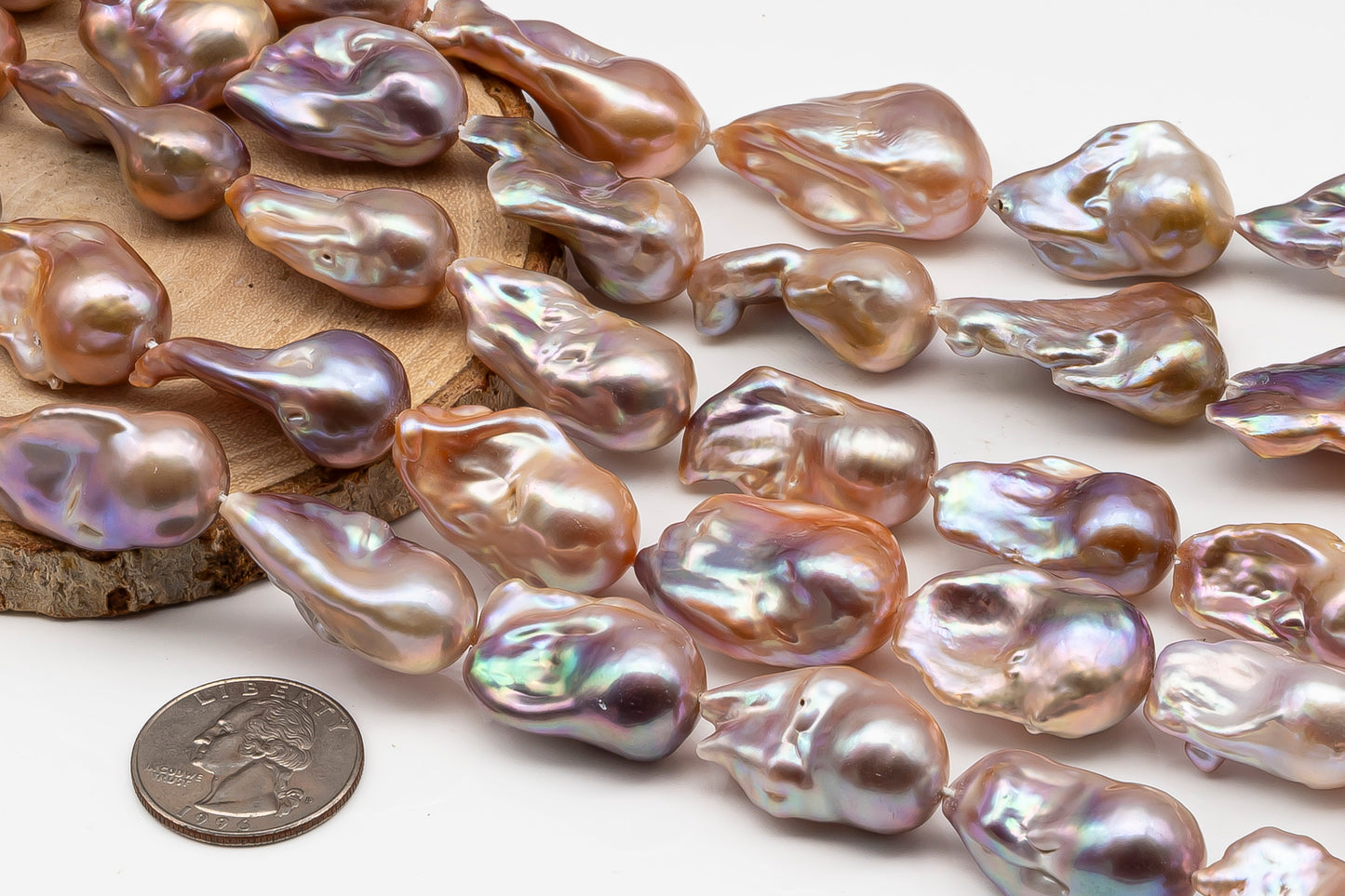 Large Size Baroque Pearl Natural Color, From 14-18 x 22-28mm Drop Shape, Full Strand, 1 Pc, or Large Hole, SKU # 2897BA