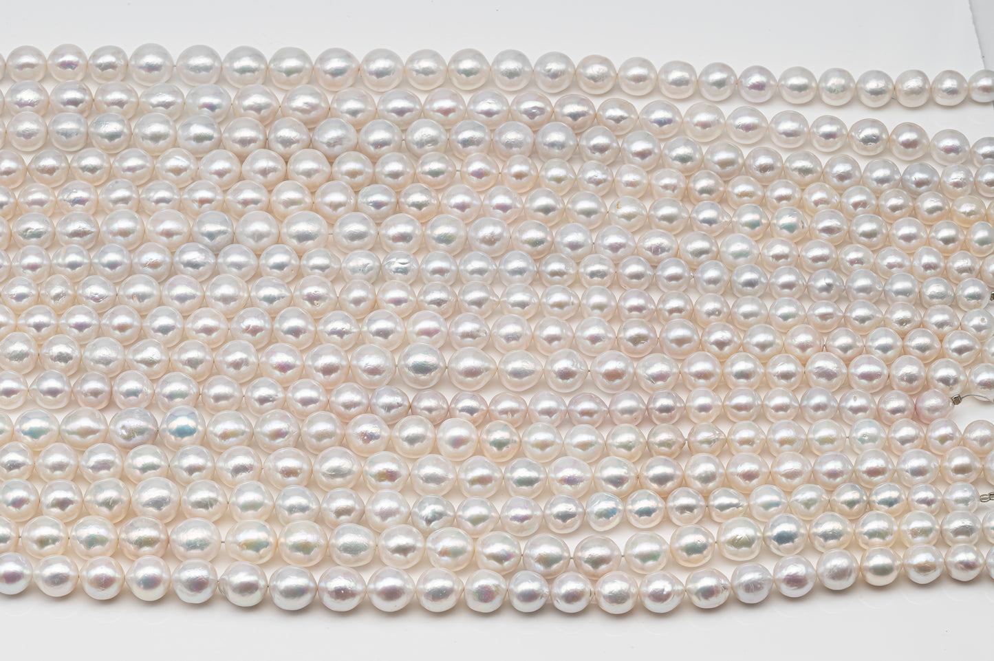 9-12mm Near Round Edison Pearl Strand with High Luster and White Colors, SKU # 2898EP