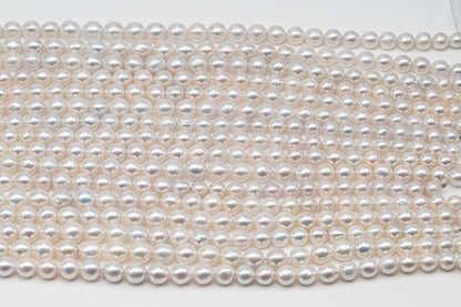 9-12mm Near Round Edison Pearl Strand with High Luster and White Colors, SKU # 2898EP
