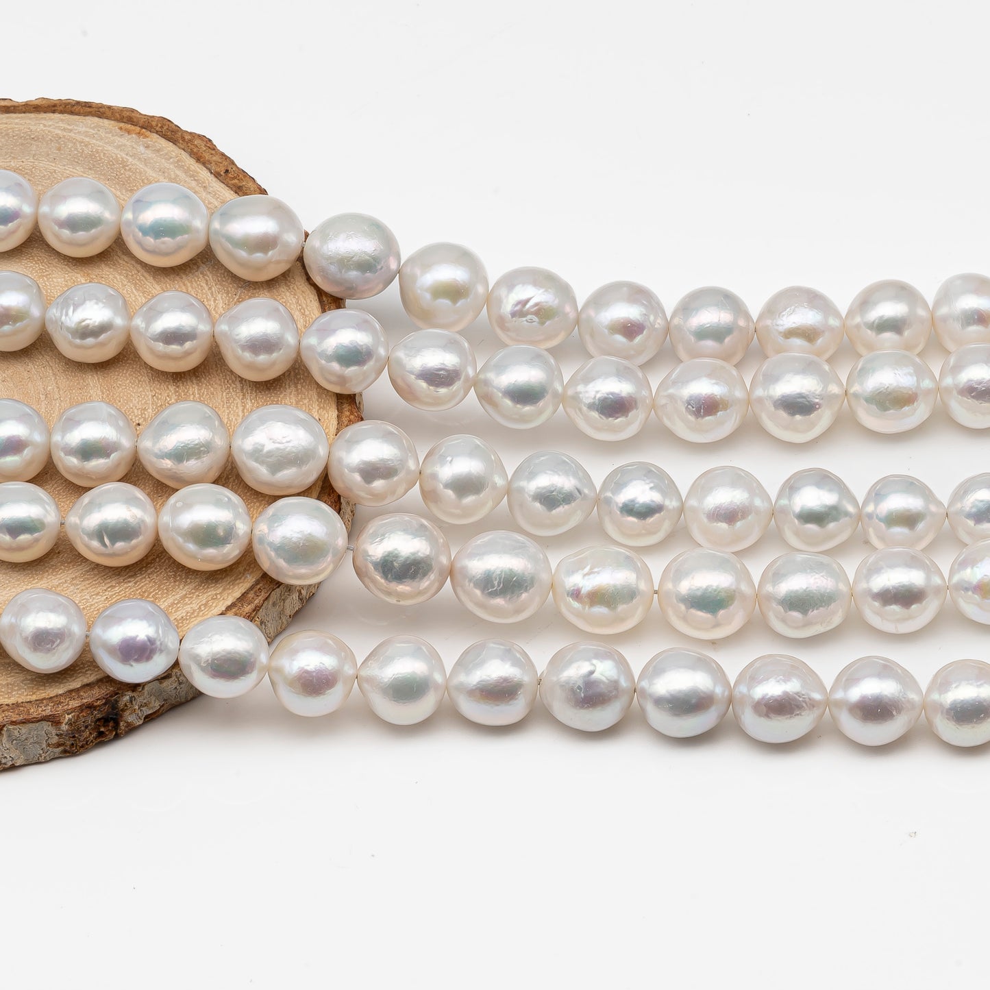 9-12mm Near Round Edison Pearl Strand with High Luster and White Colors, SKU # 2898EP
