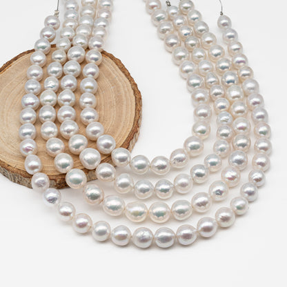 9-12mm Near Round Edison Pearl Strand with High Luster and White Colors, SKU # 2898EP