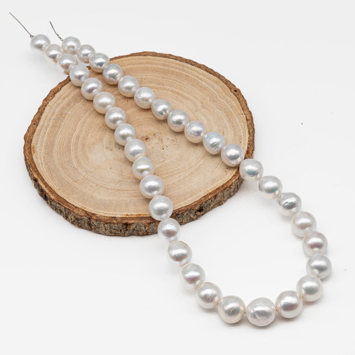 9-12mm Near Round Edison Pearl Strand with High Luster and White Colors, SKU # 2898EP