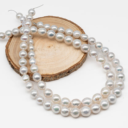 9-12mm Near Round Edison Pearl Strand with High Luster and White Colors, SKU # 2898EP