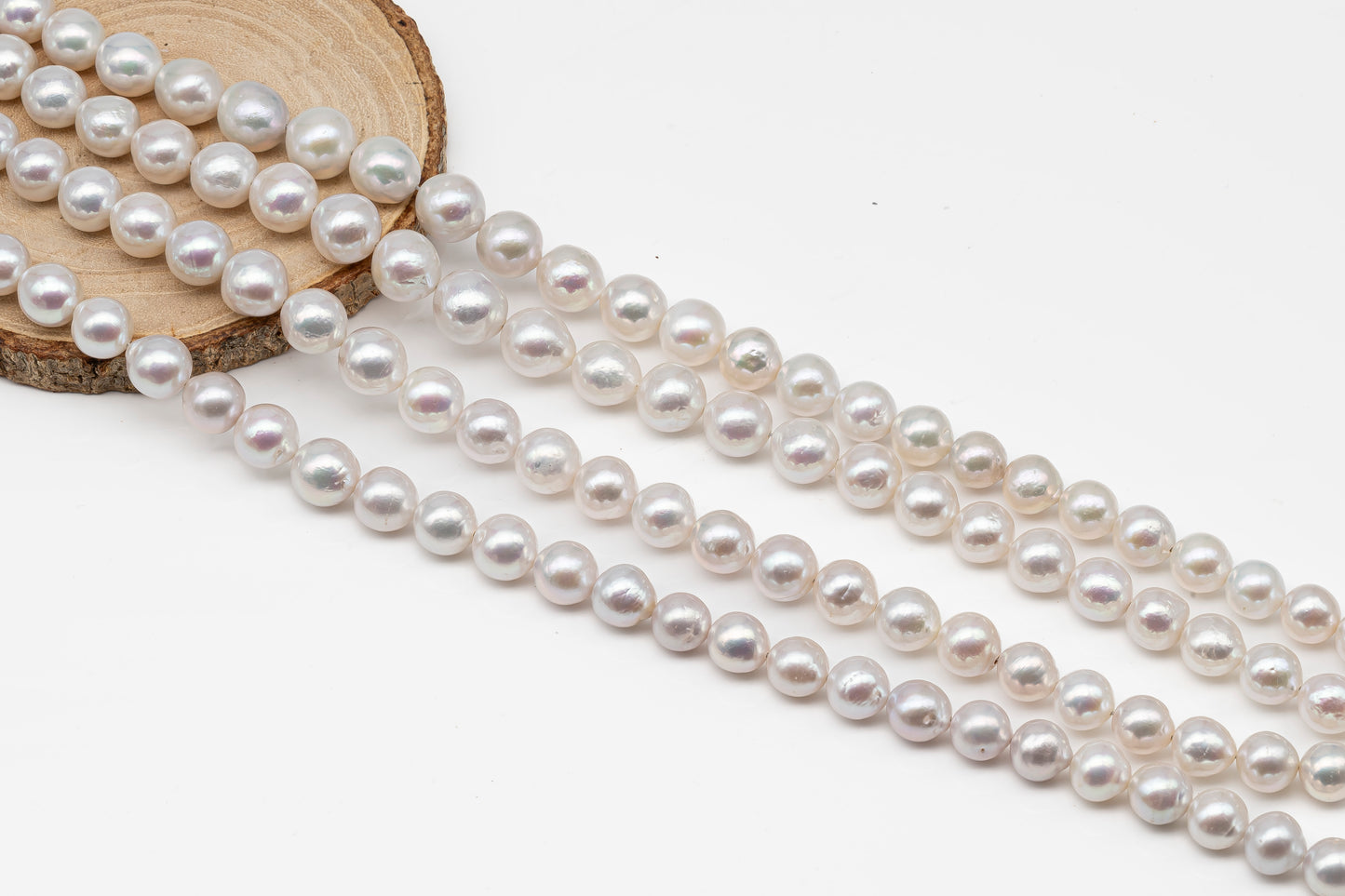 9-12mm Near Round Edison Pearl Strand with High Luster and White Colors, SKU # 2898EP
