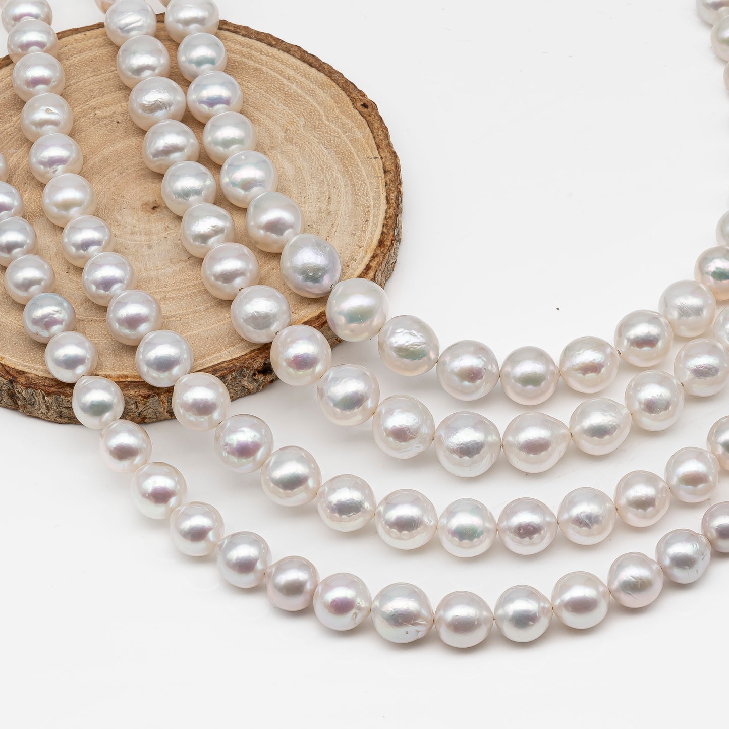 9-12mm Near Round Edison Pearl Strand with High Luster and White Colors, SKU # 2898EP