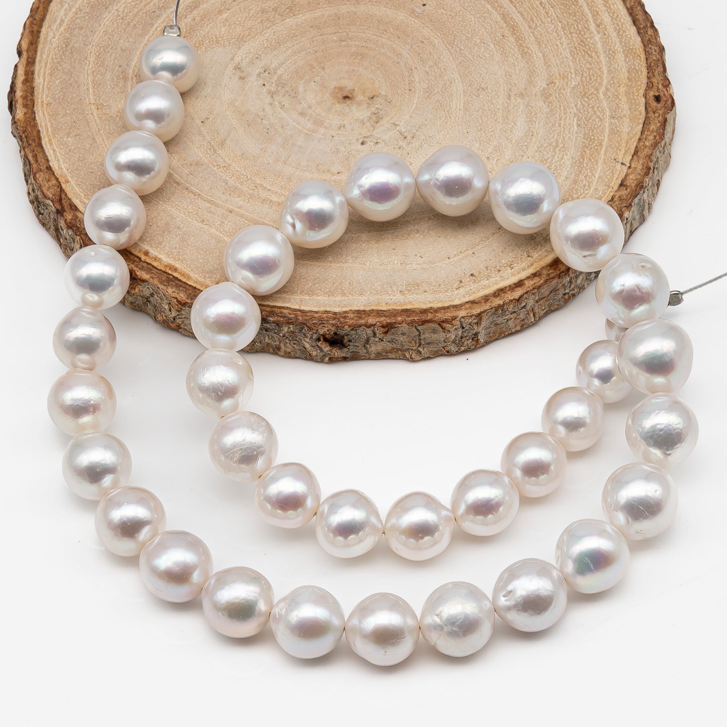 9-12mm Near Round Edison Pearl Strand with High Luster and White Colors, SKU # 2898EP