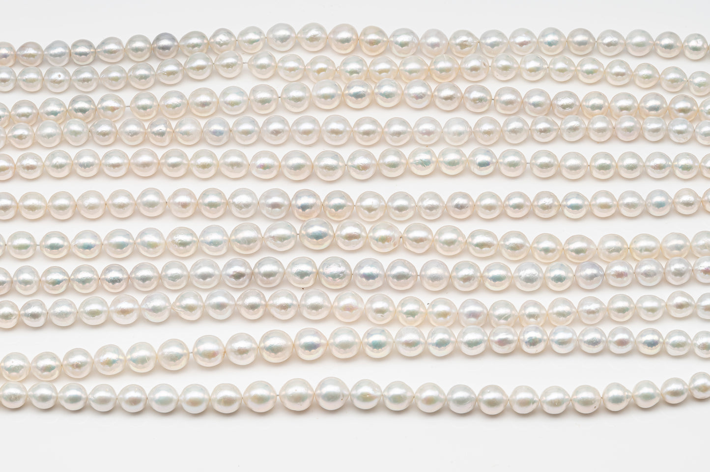 9-12mm Near Round Edison Pearl Strand with High Luster and White Colors, SKU # 2899EP
