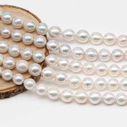 9-12mm Near Round Edison Pearl Strand with High Luster and White Colors, SKU # 2899EP
