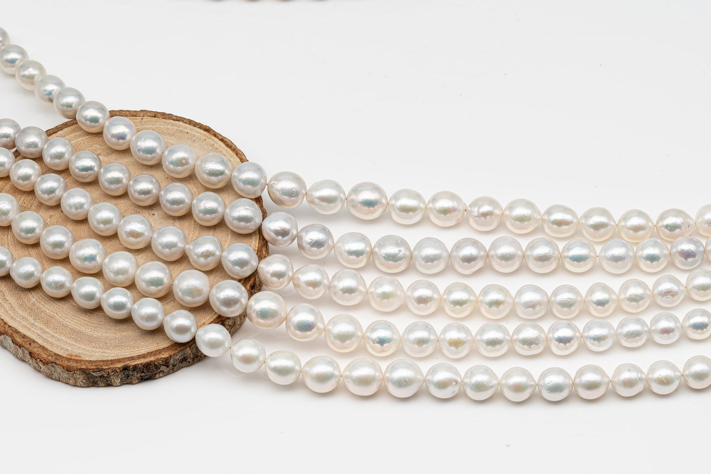 9-12mm Near Round Edison Pearl Strand with High Luster and White Colors, SKU # 2899EP