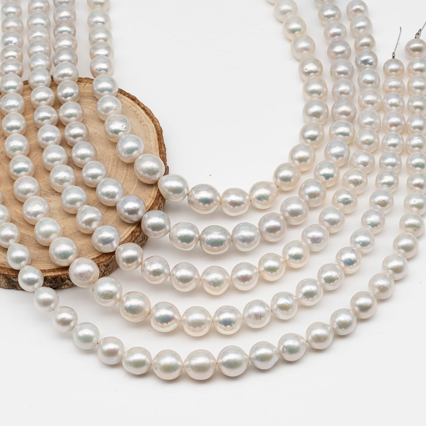 9-12mm Near Round Edison Pearl Strand with High Luster and White Colors, SKU # 2899EP