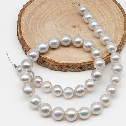 9-12mm Near Round Edison Pearl Strand with High Luster and White Colors, SKU # 2899EP