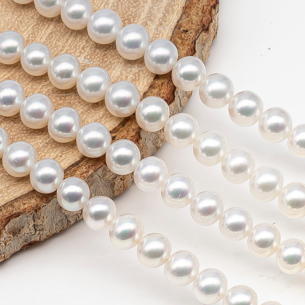 AAA 3-3.5mm, 4.5-5mm, or 5-5.5mm White Freshwater Pearl Bead in Round for Jewelry Making, SKU # 2901FW