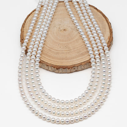 AAA 3-3.5mm, 4.5-5mm, or 5-5.5mm White Freshwater Pearl Bead in Round for Jewelry Making, SKU # 2901FW