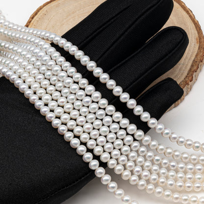 AAA 3-3.5mm, 4.5-5mm, or 5-5.5mm White Freshwater Pearl Bead in Round for Jewelry Making, SKU # 2901FW