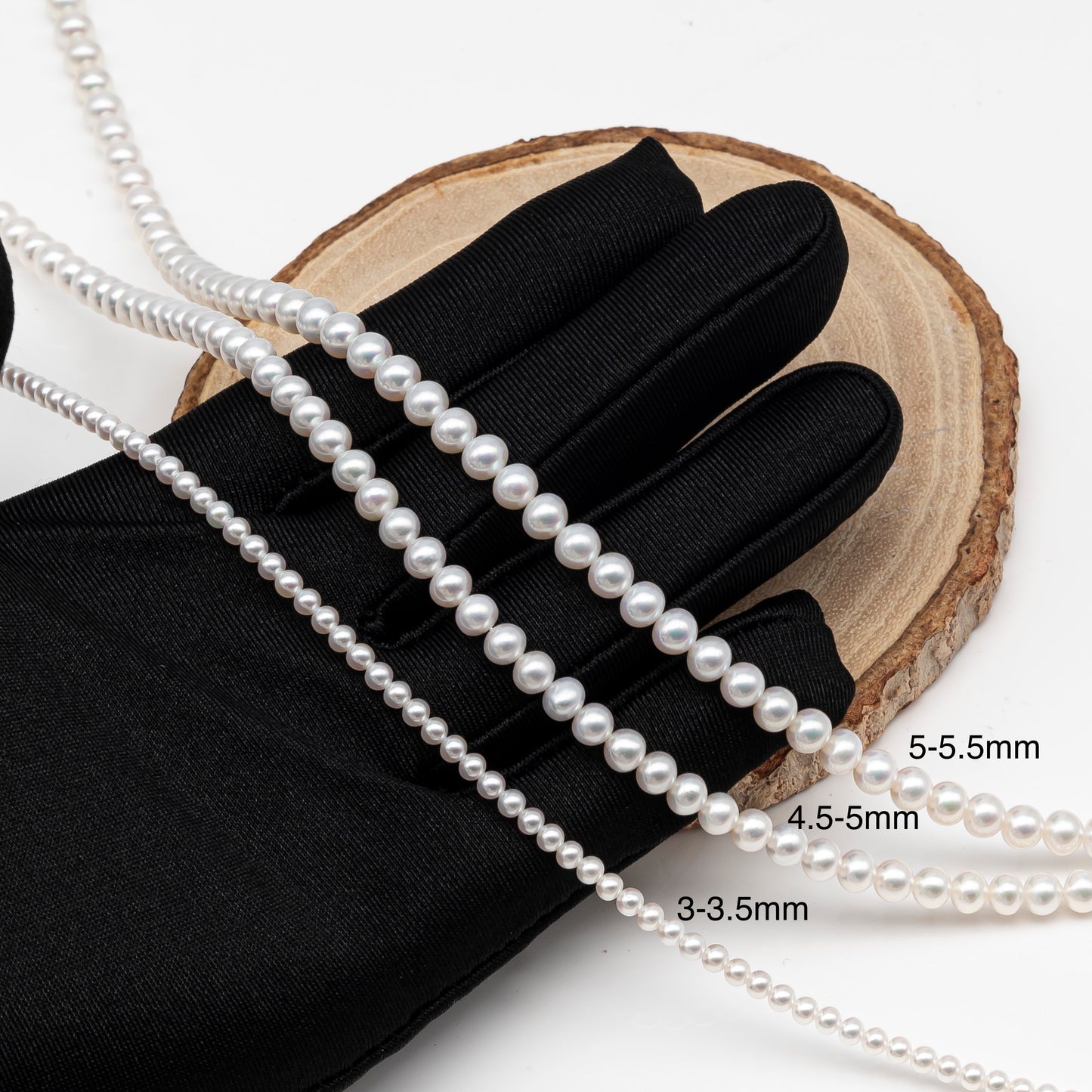 AAA 3-3.5mm, 4.5-5mm, or 5-5.5mm White Freshwater Pearl Bead in Round for Jewelry Making, SKU # 2901FW