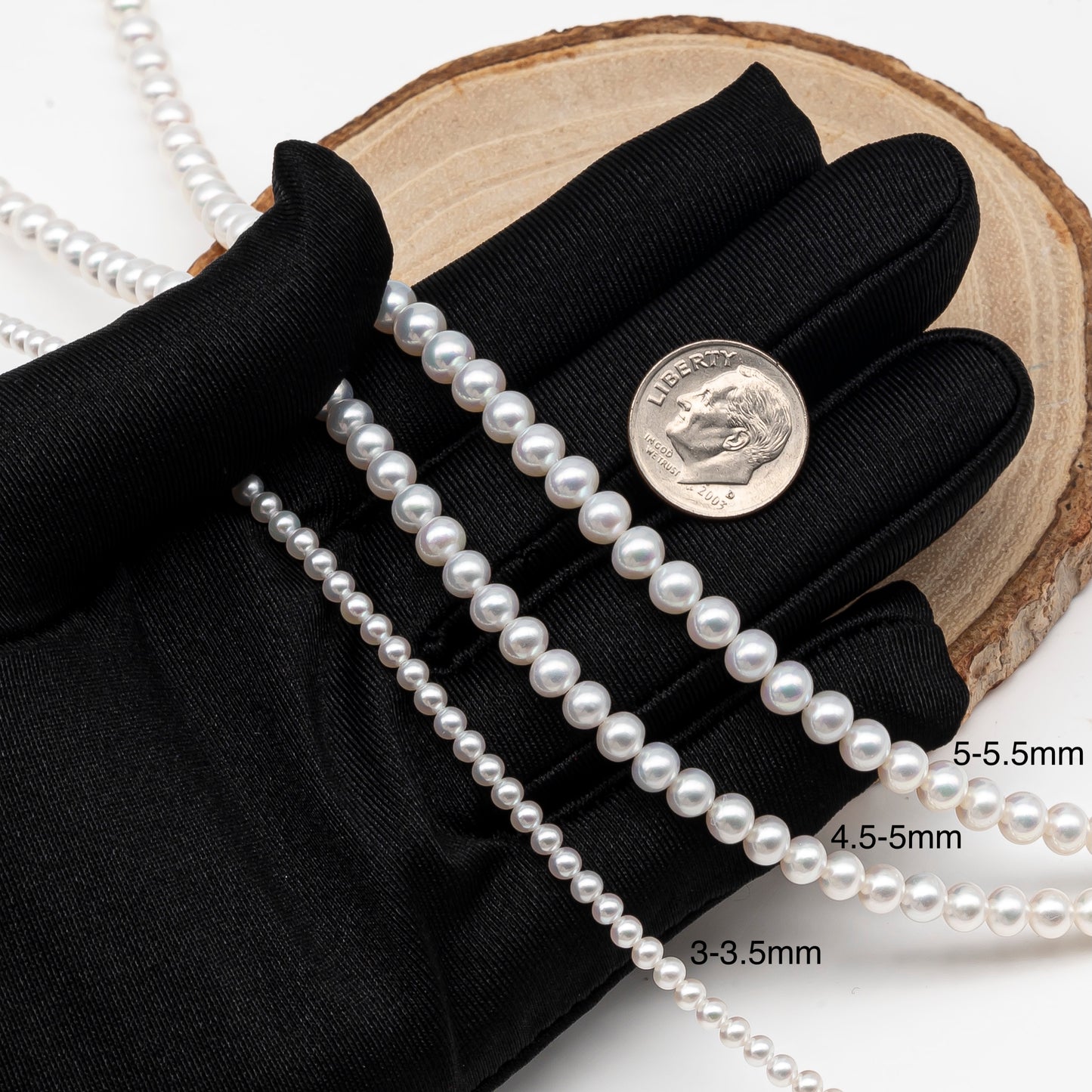 AAA 3-3.5mm, 4.5-5mm, or 5-5.5mm White Freshwater Pearl Bead in Round for Jewelry Making, SKU # 2901FW