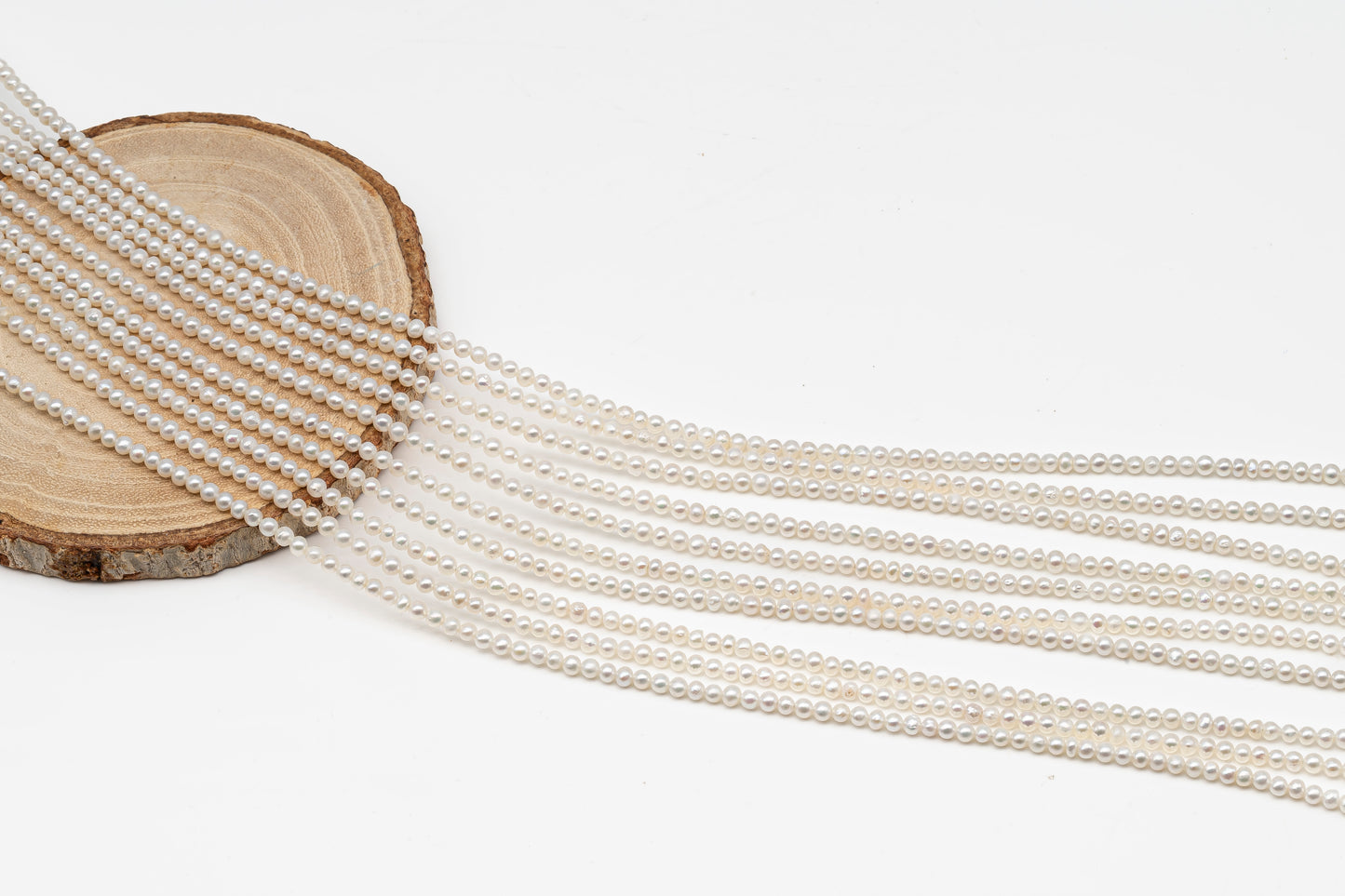 2.5-3mm or 3-4mm Freshwater Pearls Near Round Pearl Beads, White Color, Seed Pearls, Full Strand, SKU# 2902FW