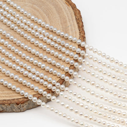 2.5-3mm or 3-4mm Freshwater Pearls Near Round Pearl Beads, White Color, Seed Pearls, Full Strand, SKU# 2902FW