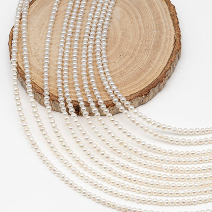 2.5-3mm or 3-4mm Freshwater Pearls Near Round Pearl Beads, White Color, Seed Pearls, Full Strand, SKU# 2902FW