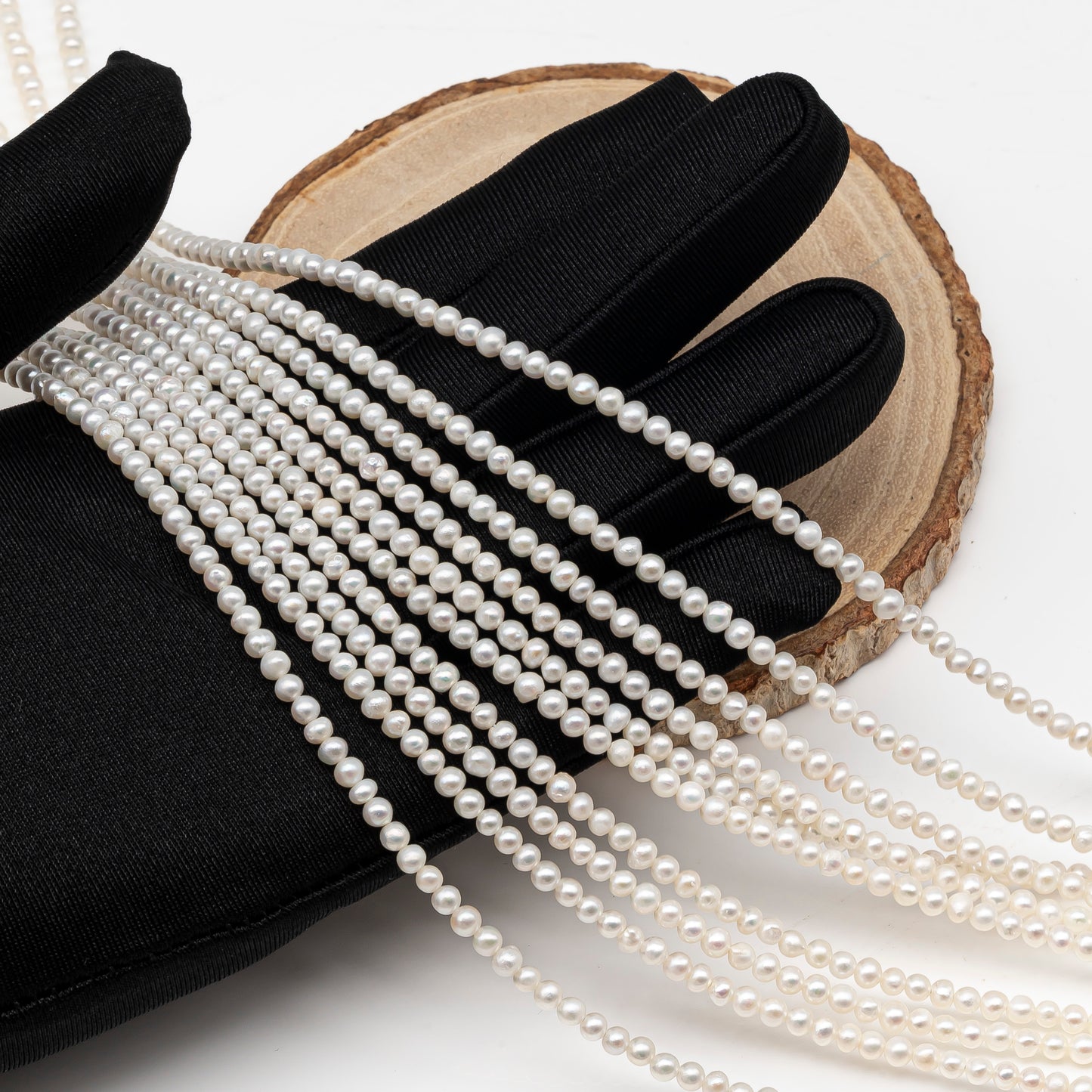 2.5-3mm or 3-4mm Freshwater Pearls Near Round Pearl Beads, White Color, Seed Pearls, Full Strand, SKU# 2902FW