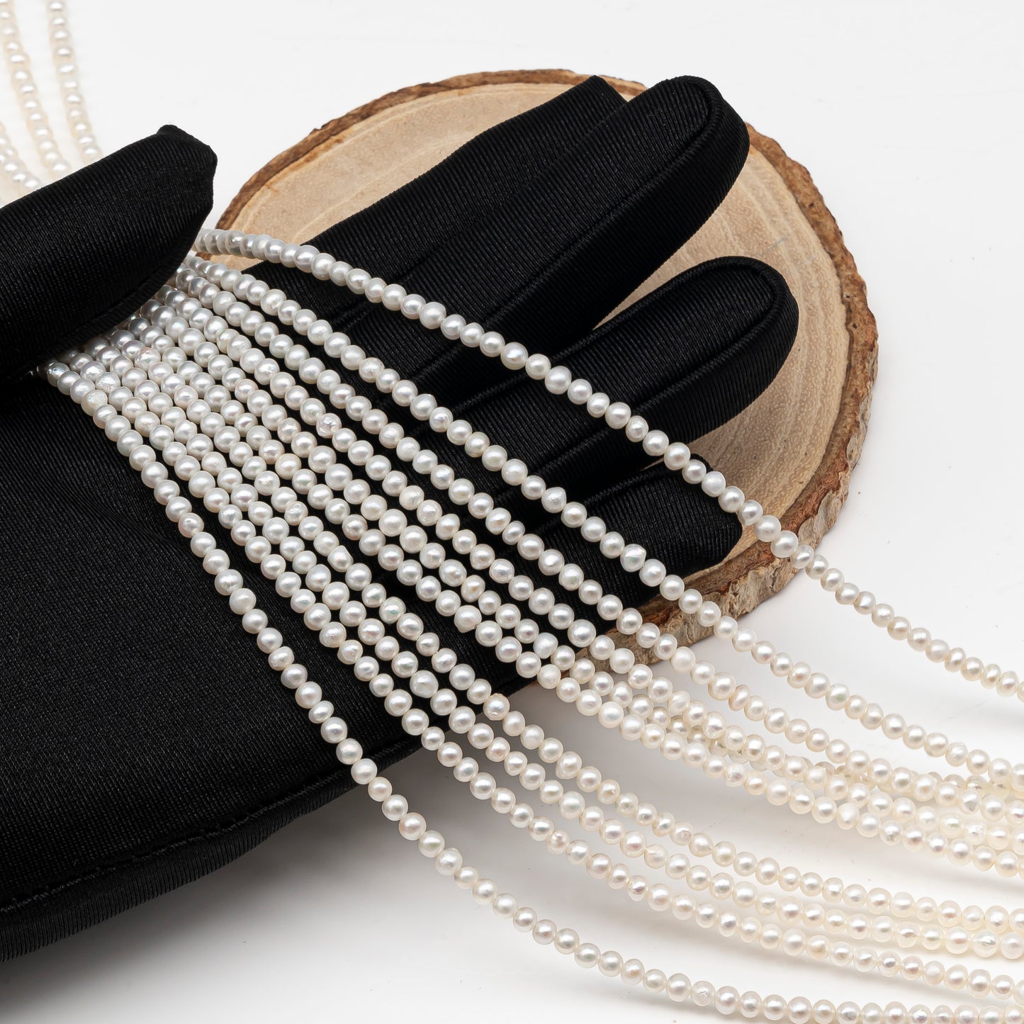 2.5-3mm or 3-4mm Freshwater Pearls Near Round Pearl Beads, White Color, Seed Pearls, Full Strand, SKU# 2902FW