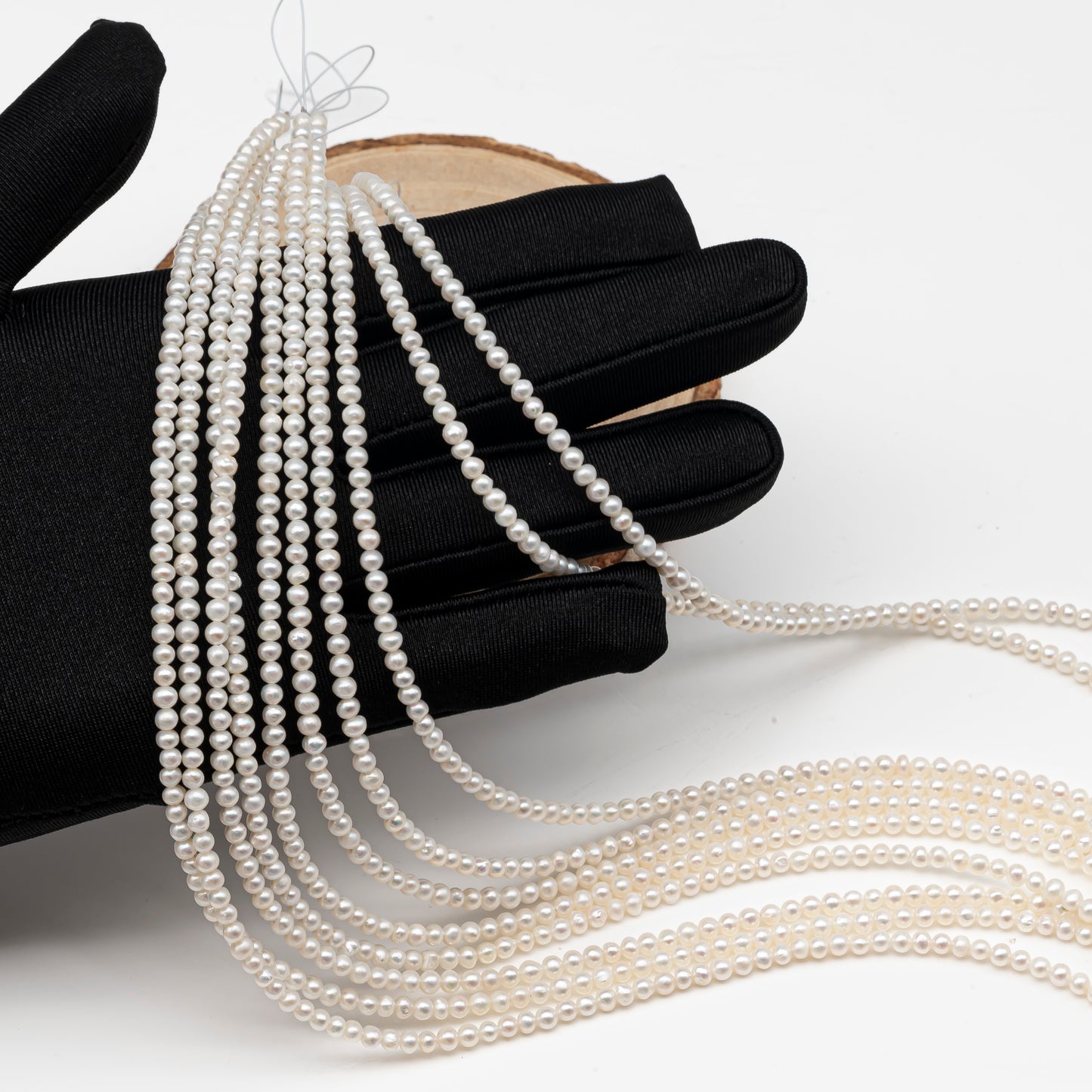 2.5-3mm or 3-4mm Freshwater Pearls Near Round Pearl Beads, White Color, Seed Pearls, Full Strand, SKU# 2902FW