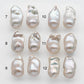 11-12mm Small Baroque Pearl Loose Pair Undrilled Elongated, Both Side Smooth and High Luster for Making Earring, SKU # 1355BA