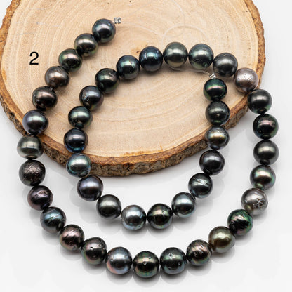 8-9mm Round Tahitian Pearl Bead in Full Strand, All Natural Color and High Luster with Blemishes for Making Jewelry, SKU # 1641TH