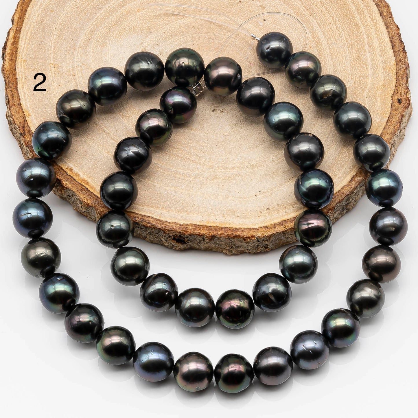 9-10mm Round Tahitian Pearl Bead in Natural Color and High Luster, In Full Strand with Blemishes for Jewelry Making or Beading, SKU # 1642TH