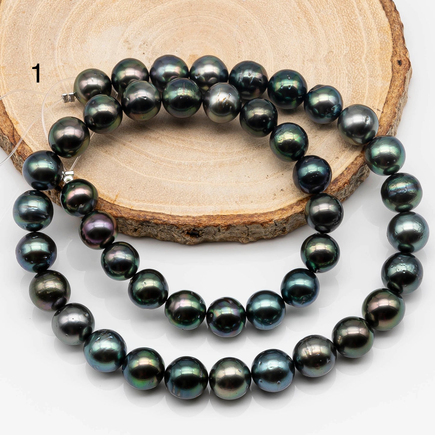 9-10mm Round Tahitian Pearl Bead in Natural Color and High Luster, In Full Strand with Blemishes for Jewelry Making or Beading, SKU # 1642TH