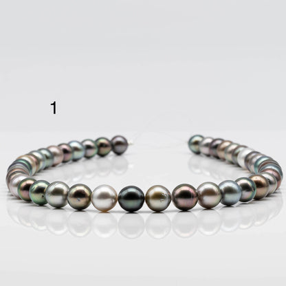 9-10mm Natural Multicolor Tahitian Pearl Bead in Round with High Lusters and Blemishes, Full Strand for Jewelry Making, SKU # 1644TH
