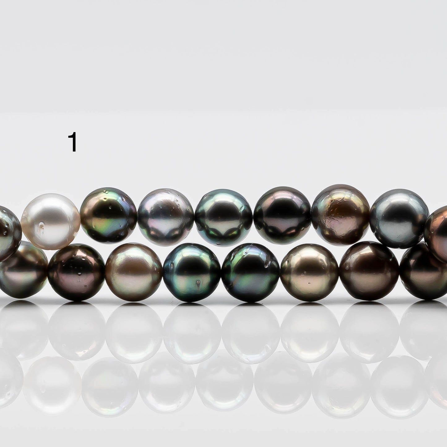 9-10mm Natural Multicolor Tahitian Pearl Bead in Round with High Lusters and Blemishes, Full Strand for Jewelry Making, SKU # 1644TH