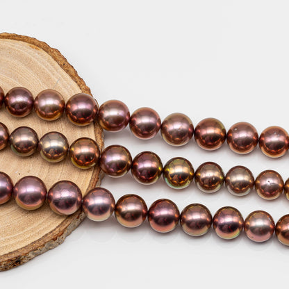 11-14mm Round Edison Pearl in High Quality Strand, All Natural Colors with Minor Blemishes and Extra High Luster, Rare Finding, SKU # 1665EP
