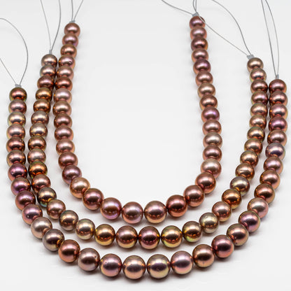 11-14mm Round Edison Pearl in High Quality Strand, All Natural Colors with Minor Blemishes and Extra High Luster, Rare Finding, SKU # 1665EP