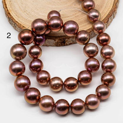 11-14mm Round Edison Pearl in High Quality Strand, All Natural Colors with Minor Blemishes and Extra High Luster, Rare Finding, SKU # 1665EP