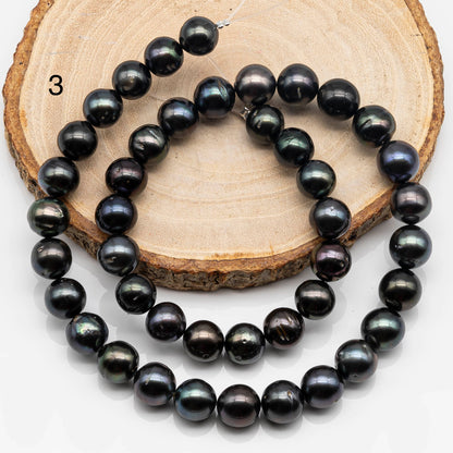 8-9mm Round Tahitian Pearl Bead in Full Strand, All Natural Color and High Luster with Blemishes for Making Jewelry, SKU # 1641TH