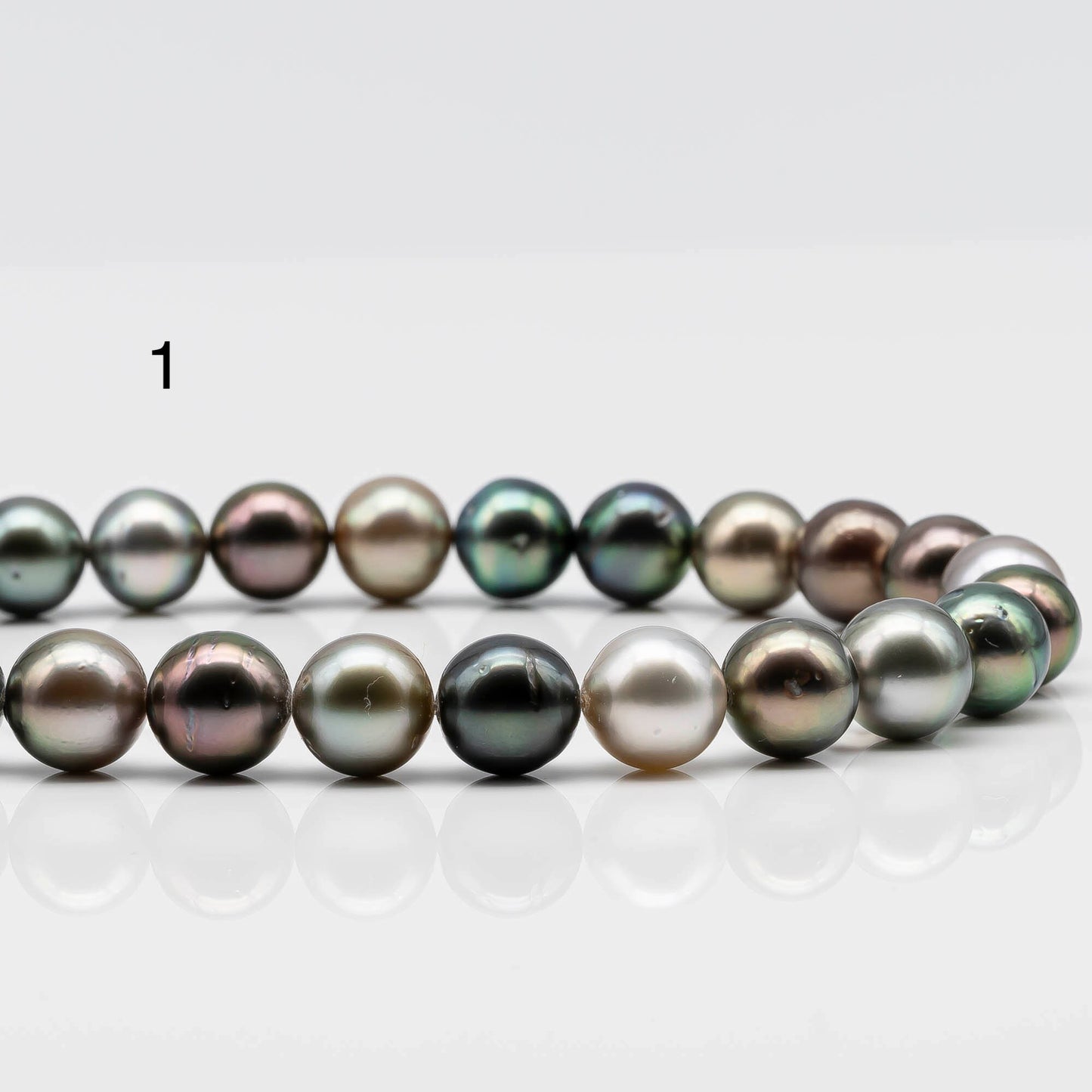 9-10mm Natural Multicolor Tahitian Pearl Bead in Round with High Lusters and Blemishes, Full Strand for Jewelry Making, SKU # 1644TH