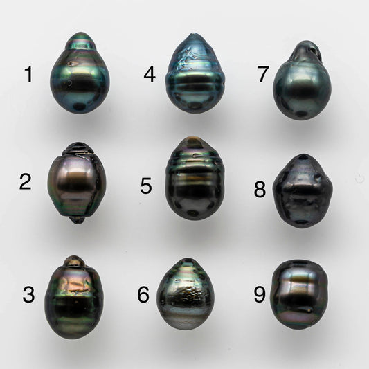 11-12mm Loose Tahitian Pearl Drop in Natural Colors and High Lusters, Undrilled Single Piece for Jewelry Making, SKU # 1651TH