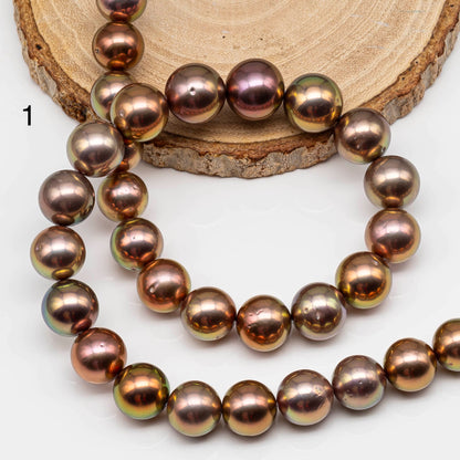 11-14mm Round Edison Pearl in High Quality Strand, All Natural Colors with Minor Blemishes and Extra High Luster, Rare Finding, SKU # 1665EP