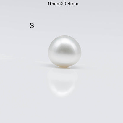 10-11mm Near Round South Sea Pear in Natural White Color and High Luster with Minor Blemishes, Loose Single Piece Half Drilled, SKU # 1679SS