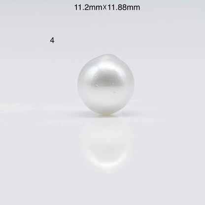 10-11mm Near Round South Sea Pear in Natural White Color and High Luster with Minor Blemishes, Loose Single Piece Half Drilled, SKU # 1679SS